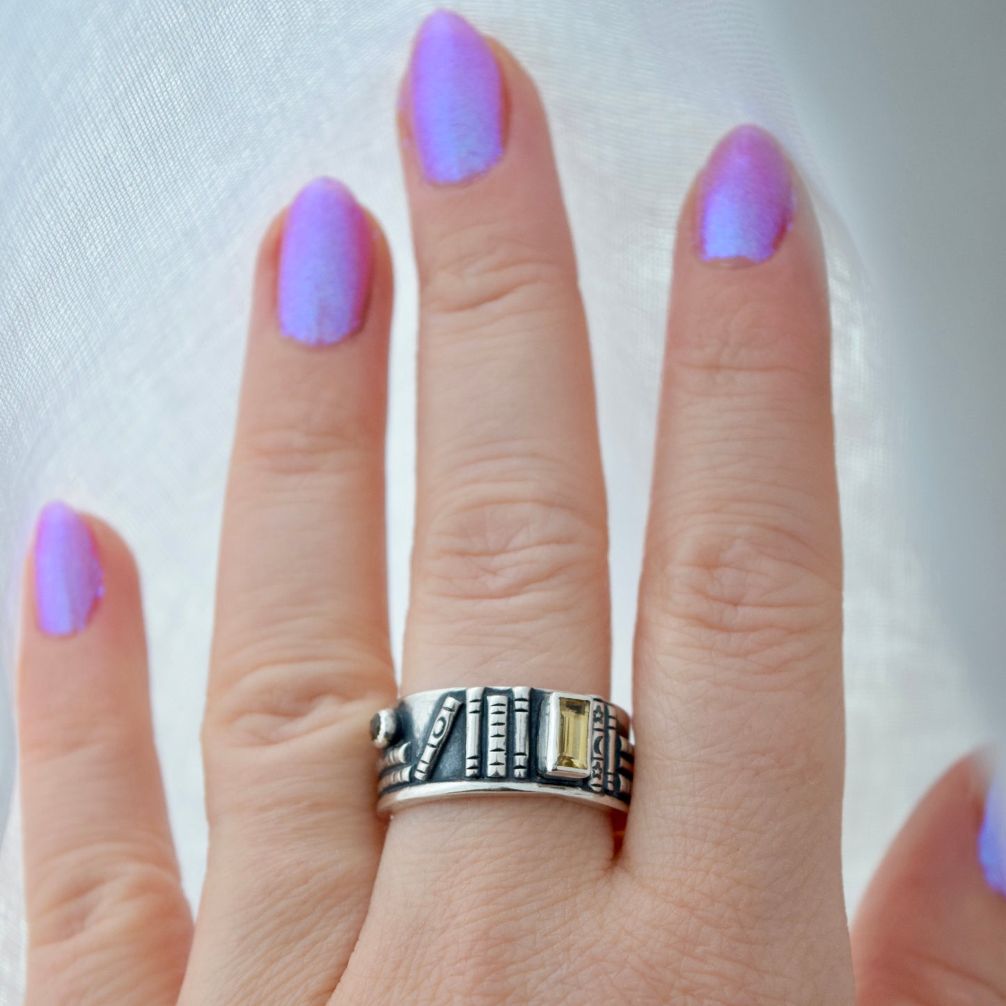 Bookshelf Ring Band with Citrine Size 8