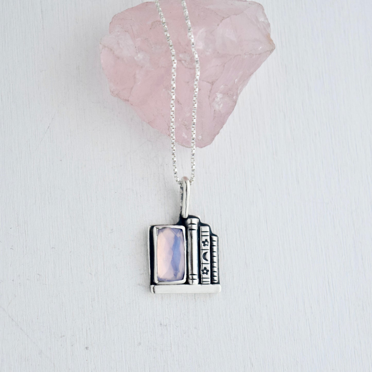 Bookshelf Necklace with Lavender Quartz