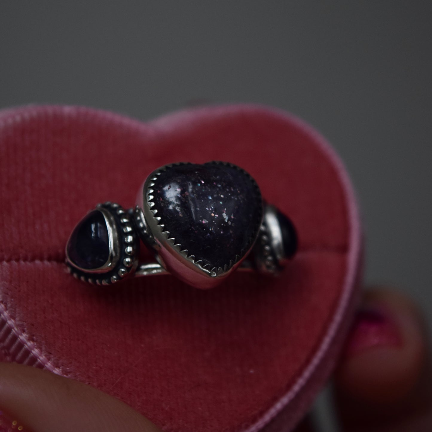 Heart Ring with Iolite Size 9