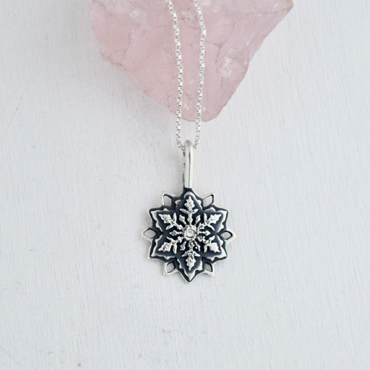 Snowflake Necklace with .02c Diamond