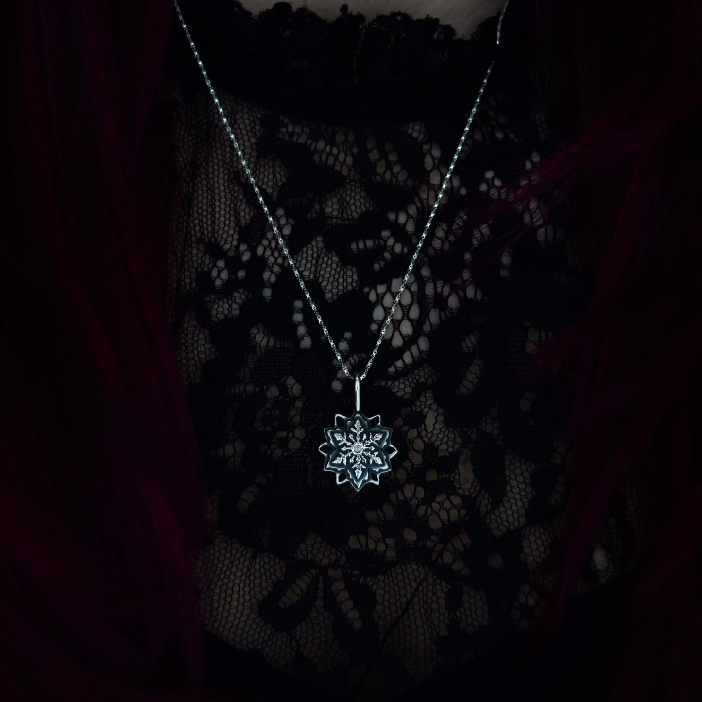 Snowflake Necklace with .02c Diamond