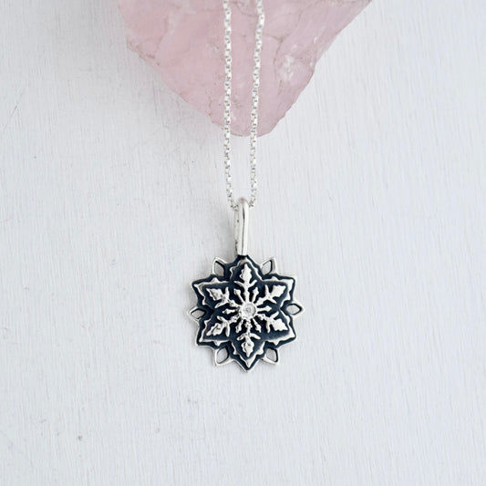 Snowflake Necklace with .02c Diamond