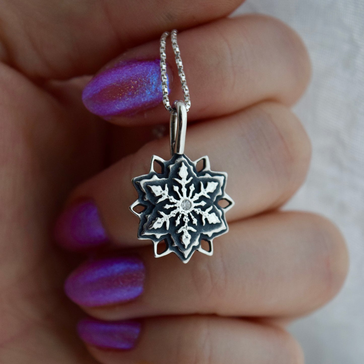 Snowflake Necklace with .02c Diamond