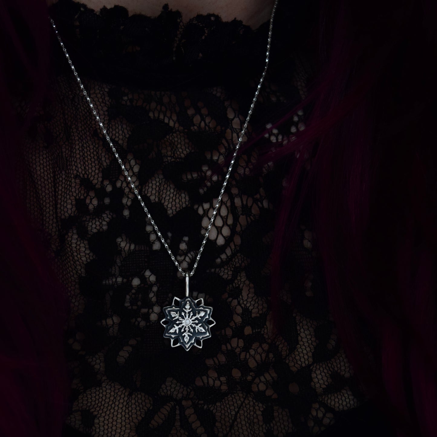 Snowflake Necklace with .02c Diamond