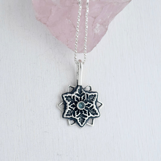 Snowflake Necklace with Blue Tourmaline