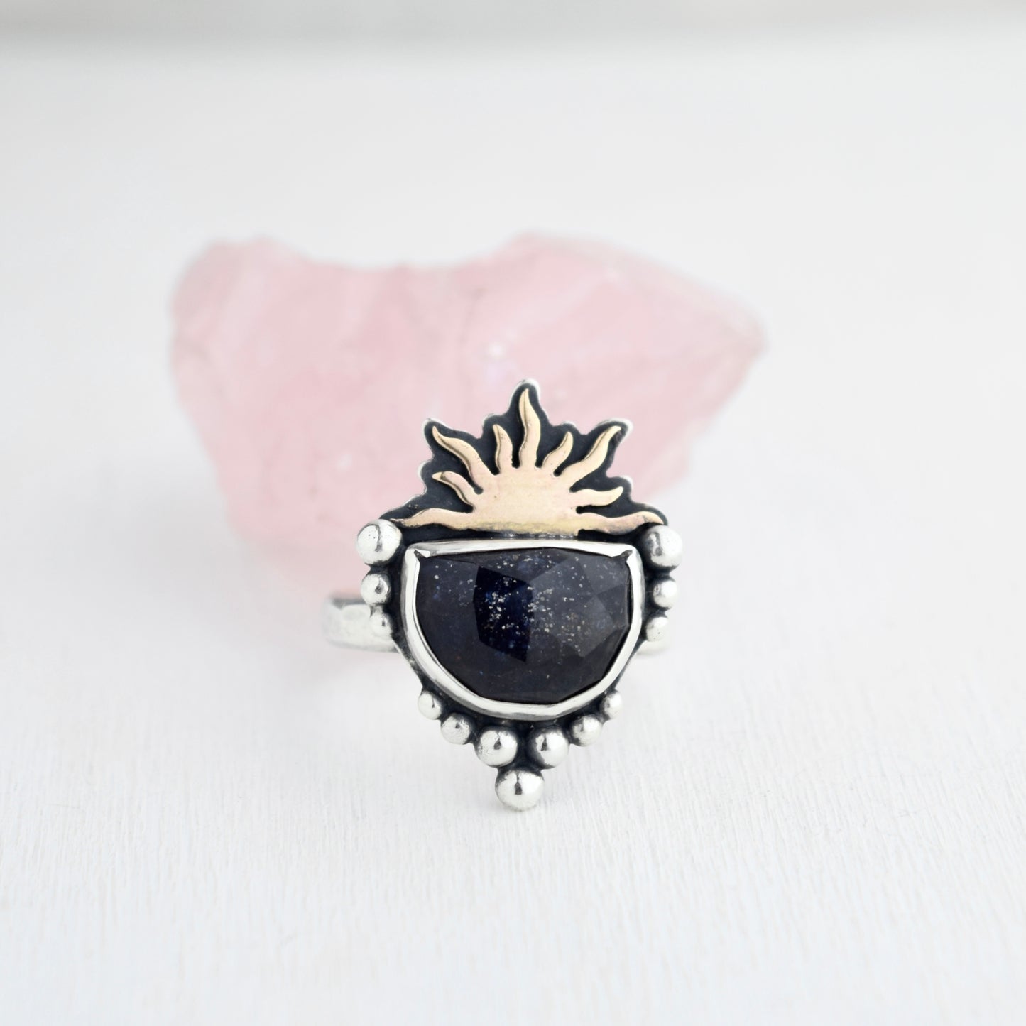 Sunrise Ring with Iolite and Gold Fill Size 8