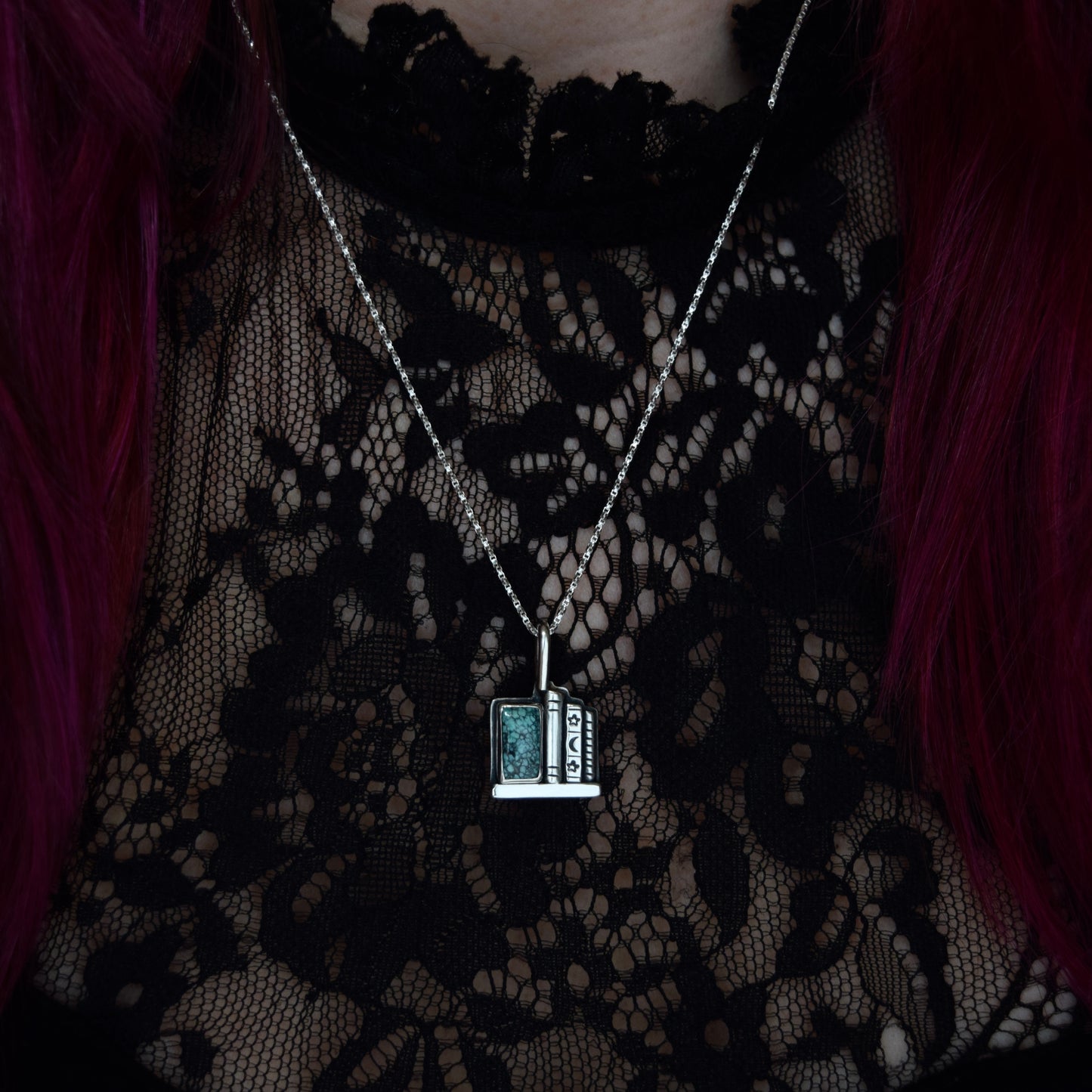 Bookshelf Necklace with Turquoise