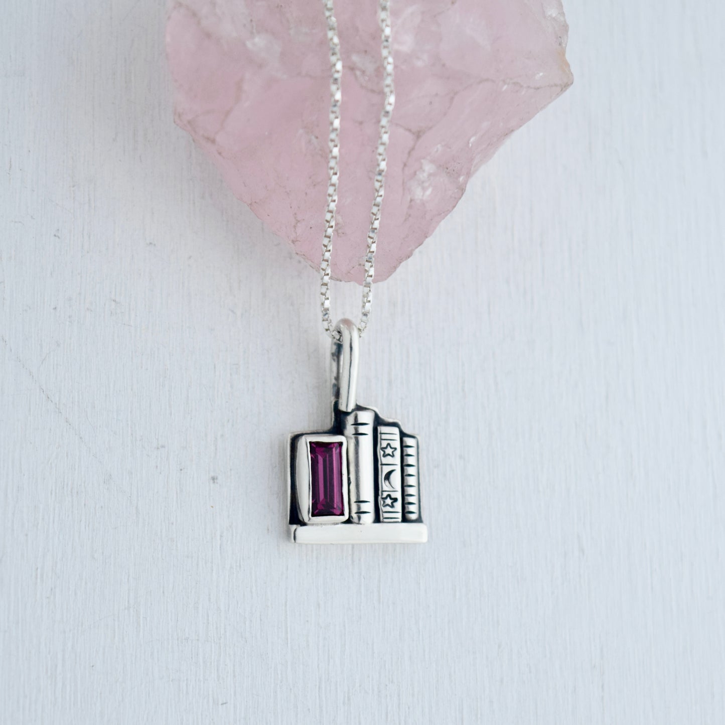 Bookshelf Necklace with Umbalite Garnet