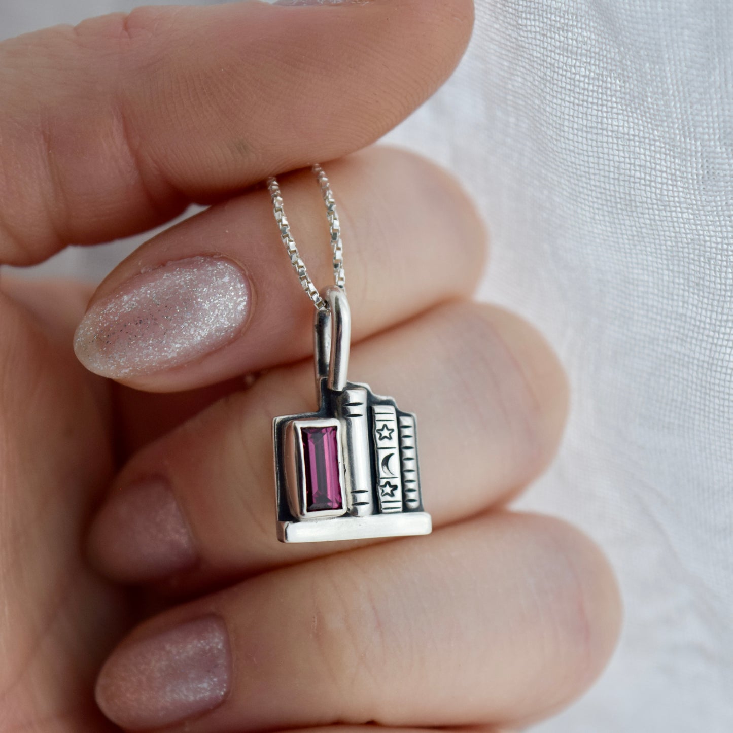 Bookshelf Necklace with Umbalite Garnet