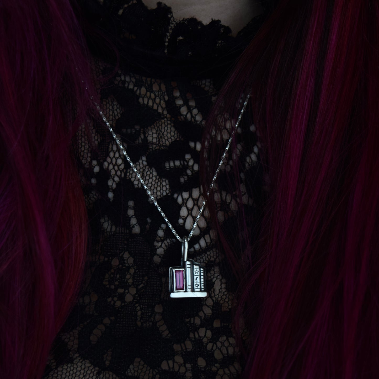 Bookshelf Necklace with Umbalite Garnet