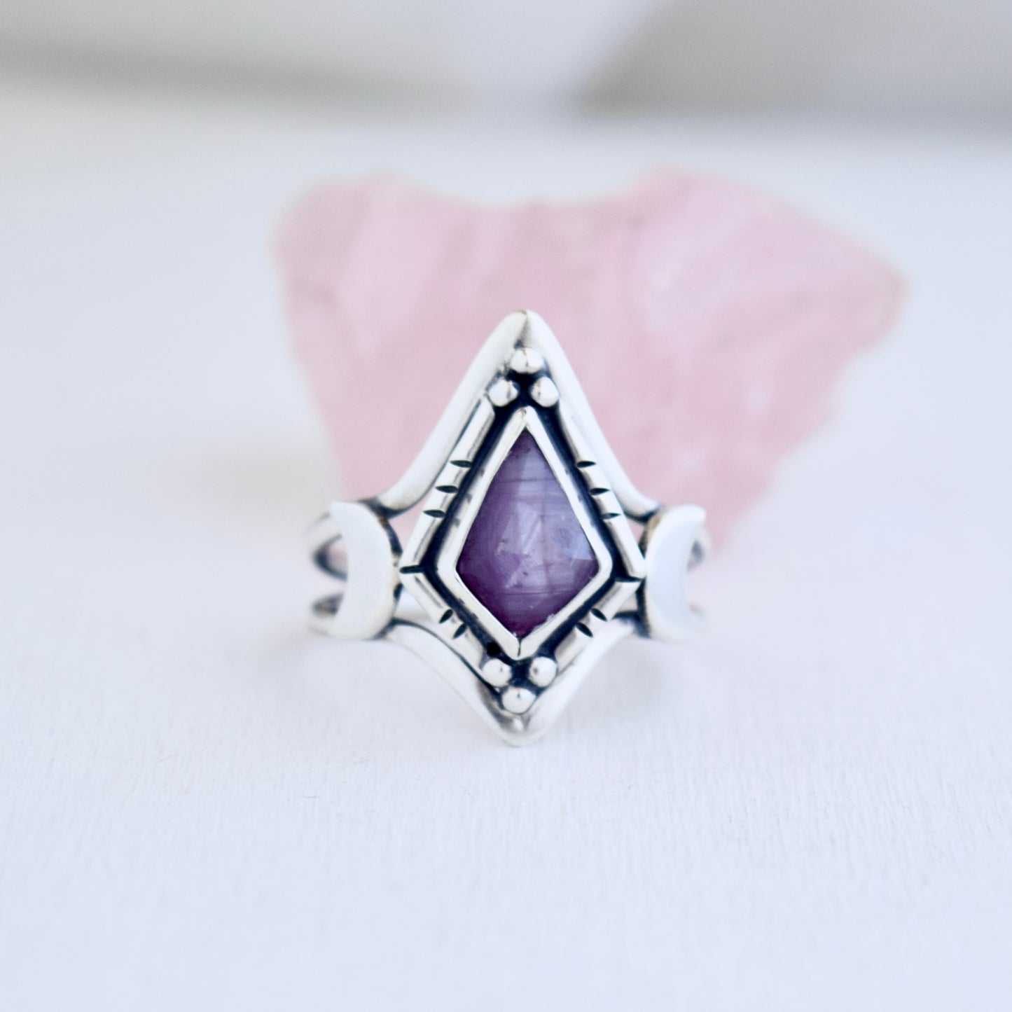 North Star Ring with Raspberry Sapphire size 9