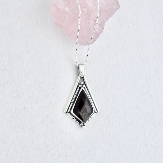 North Star Necklace with Black Sunstone