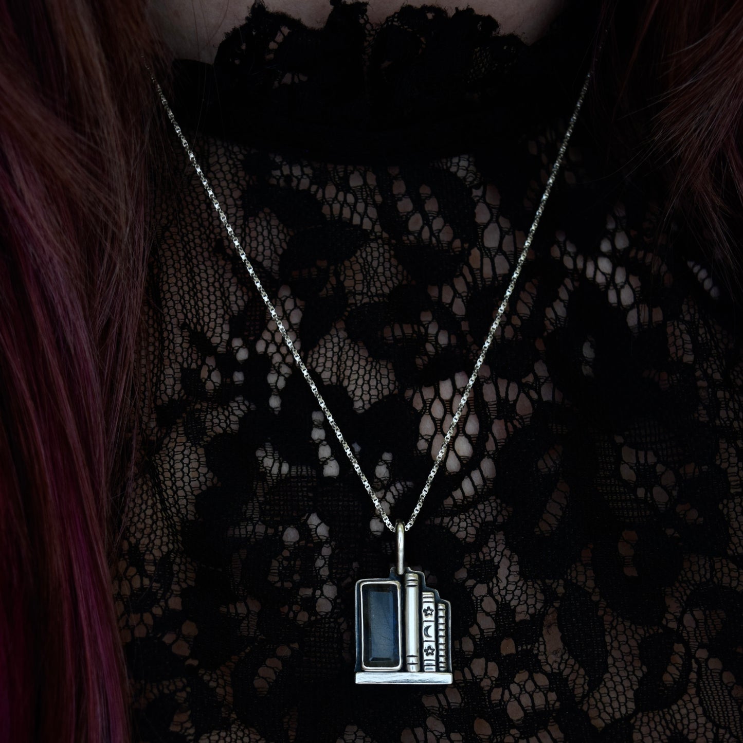 Bookshelf Necklace with Labradorite