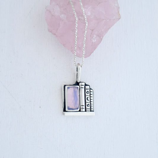 Bookshelf Necklace with Lavender Quartz