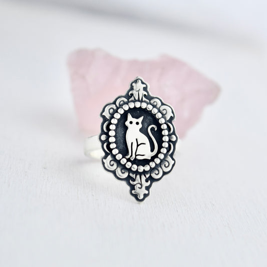 Cat Cameo Ring Size 8