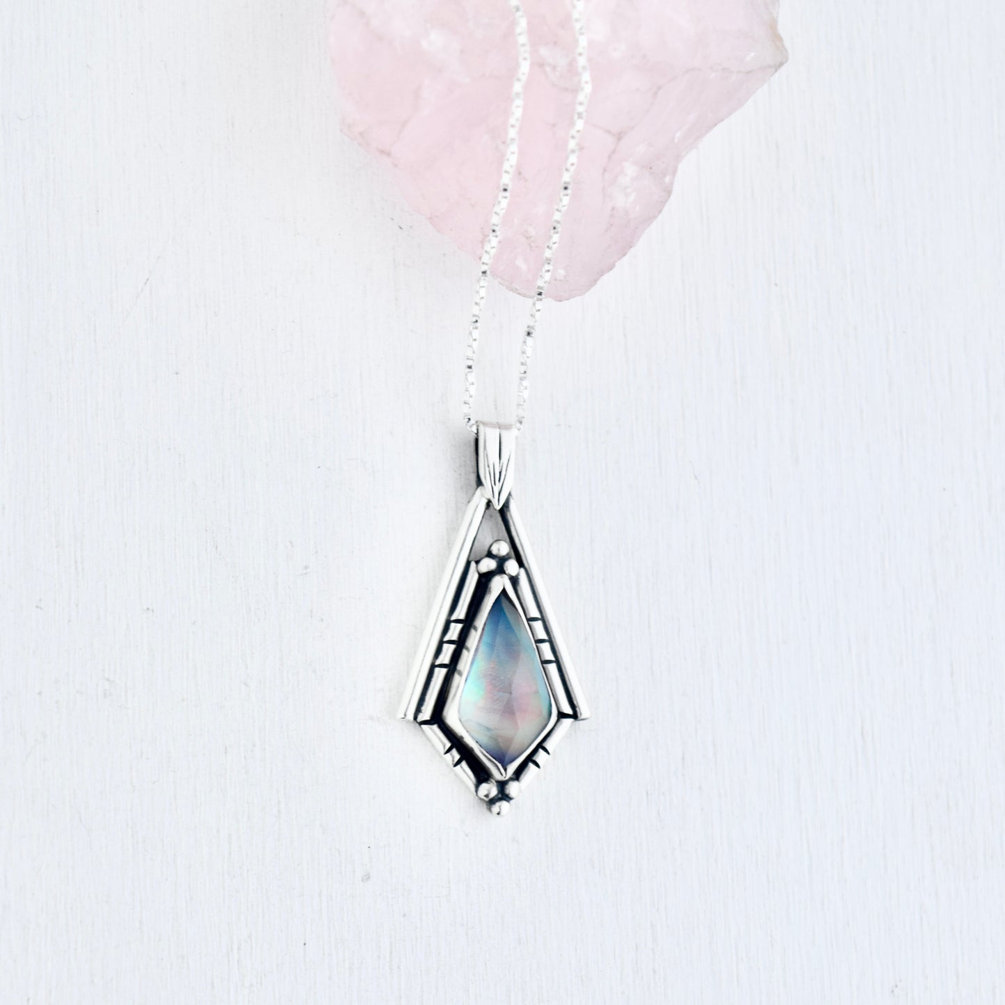 North Star Necklace with Aurora Opal