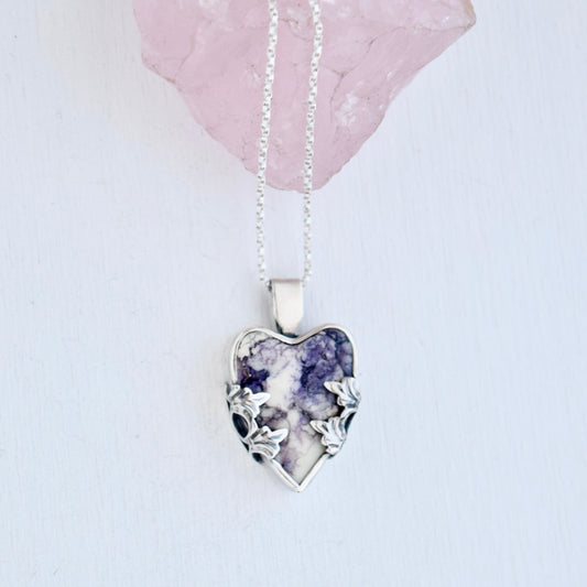 Caged Heart Necklace with Tiffany Stone
