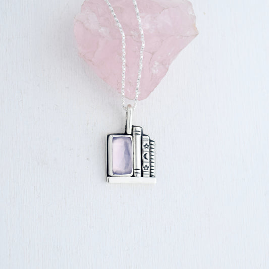 Bookshelf Necklace with Lavender Quartz