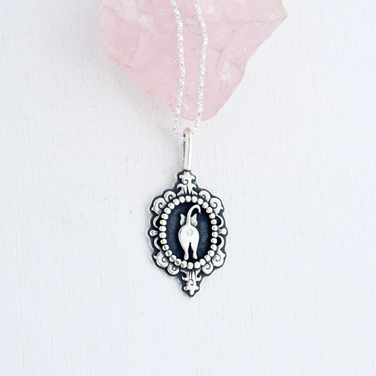 Cat Butthole Cameo Necklace with Flush Set Moissanite