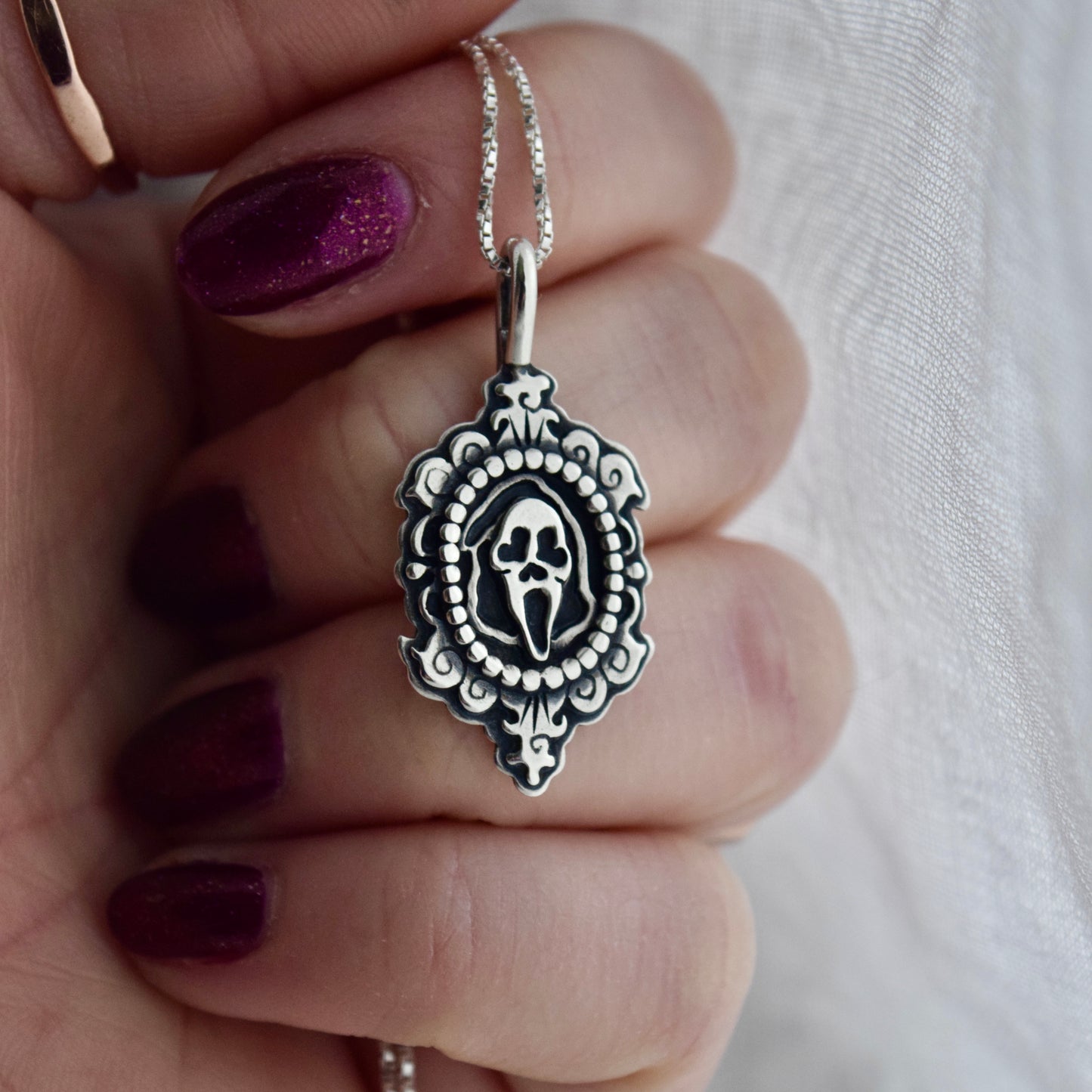 Ghost Face Cameo Necklace