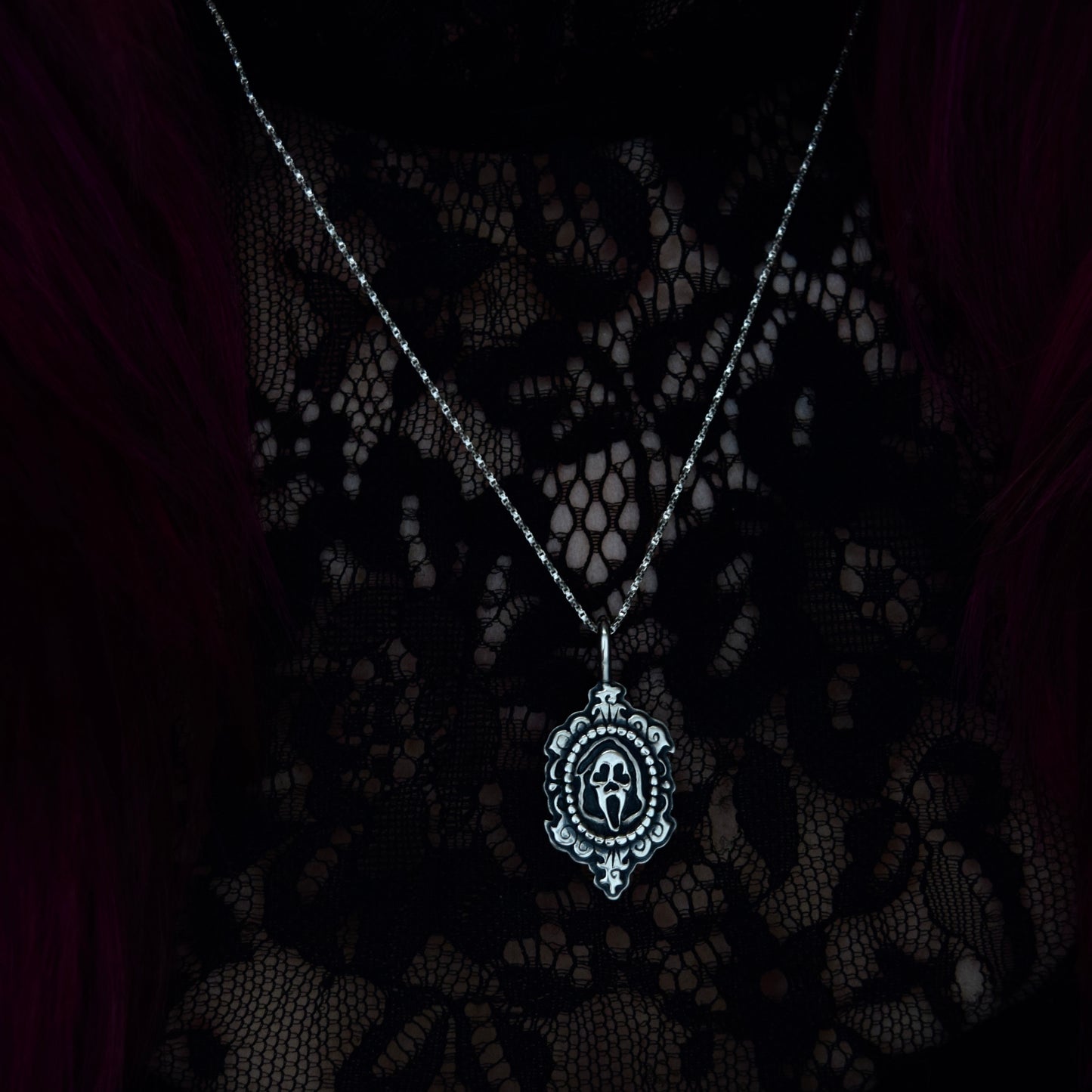 Ghost Face Cameo Necklace