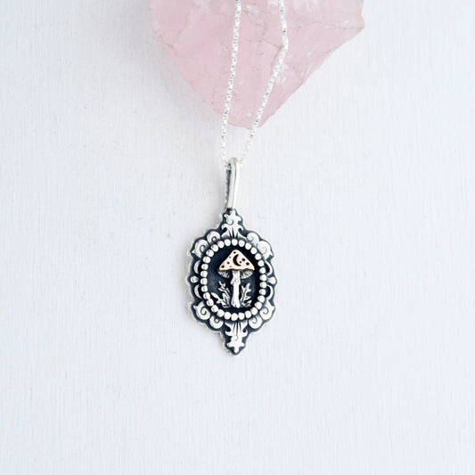 Mushroom Cameo with Rose Gold Fill