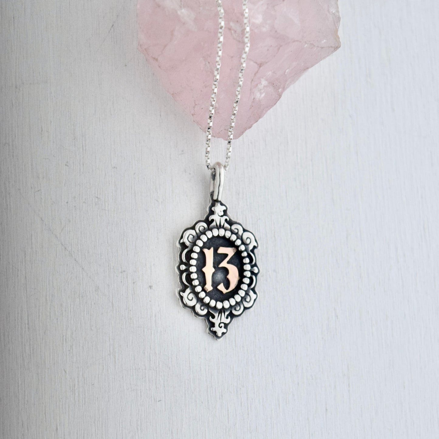Friday the 13th Cameo Necklace with Rose Gold Fill