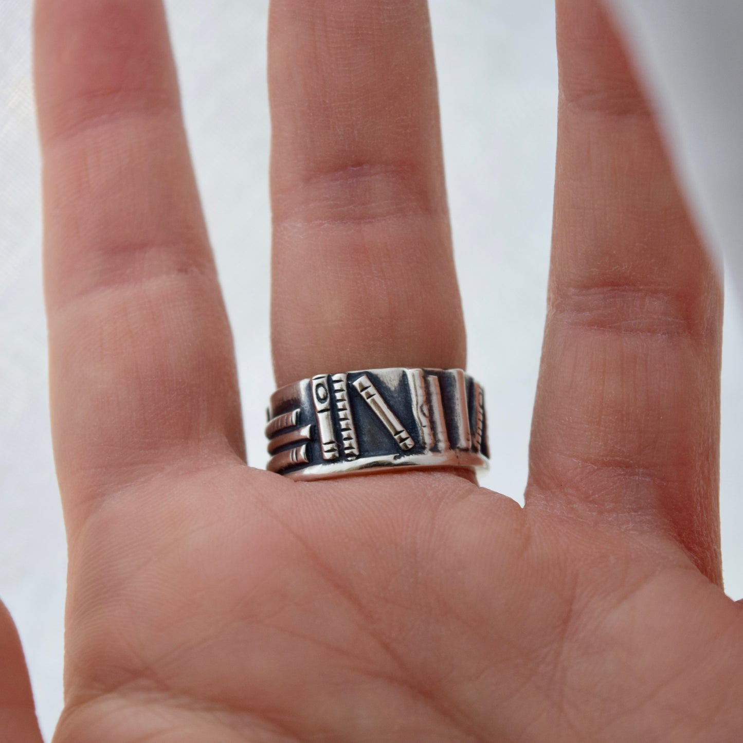 Bookshelf Ring Band with Kintsugi Repaired Ethiopian Opal and Rainbow Moonstone Size 6.5