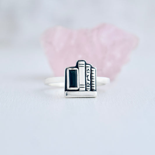 Mini Bookshelf Ring with Blue Topaz Size 10