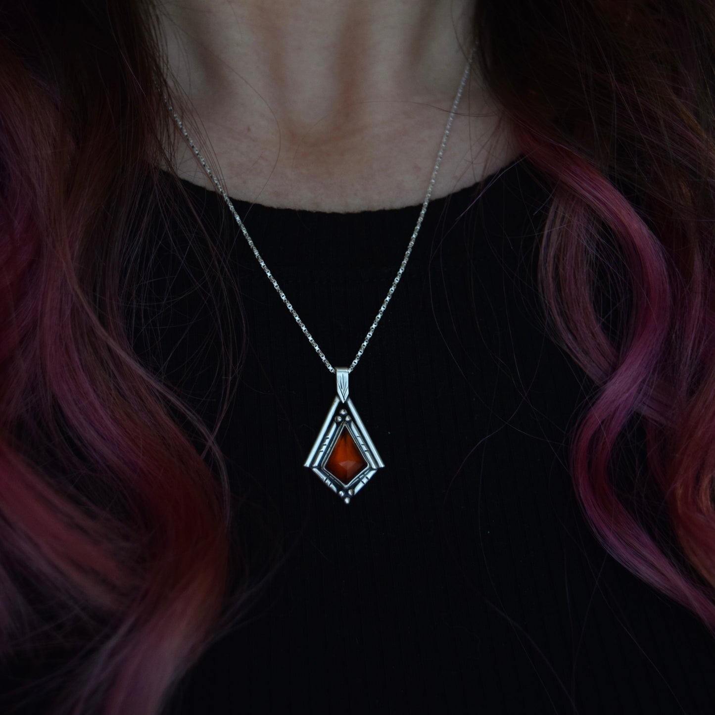 North Star Necklace with Garnet