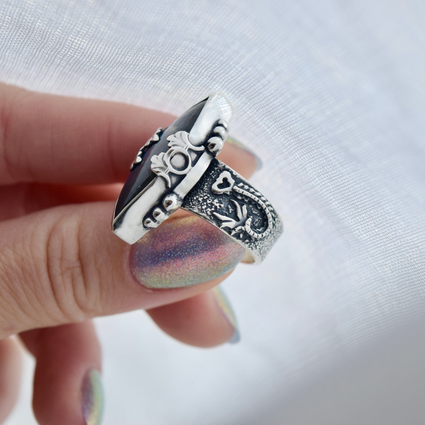 Siren Tail Ring with Labradorite Size 7