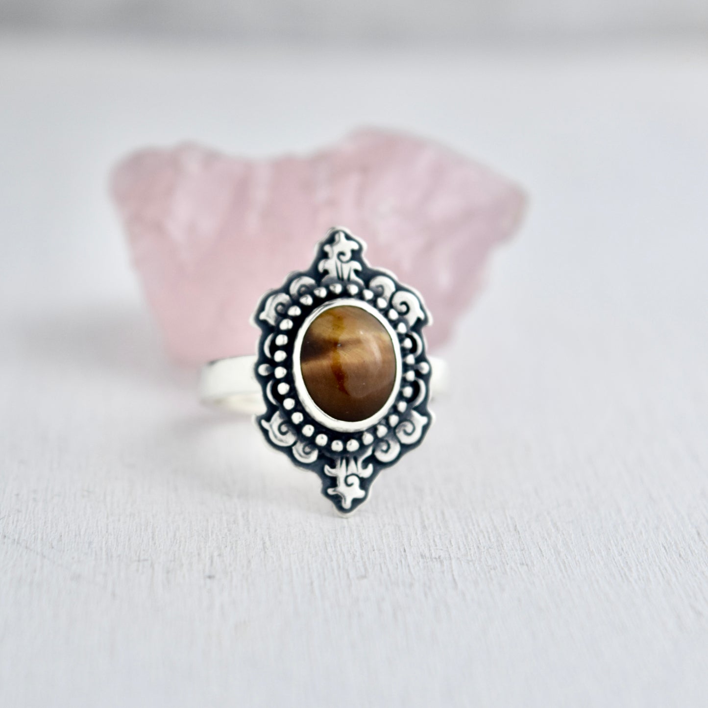 Tigers Eye Cameo Ring Size 8