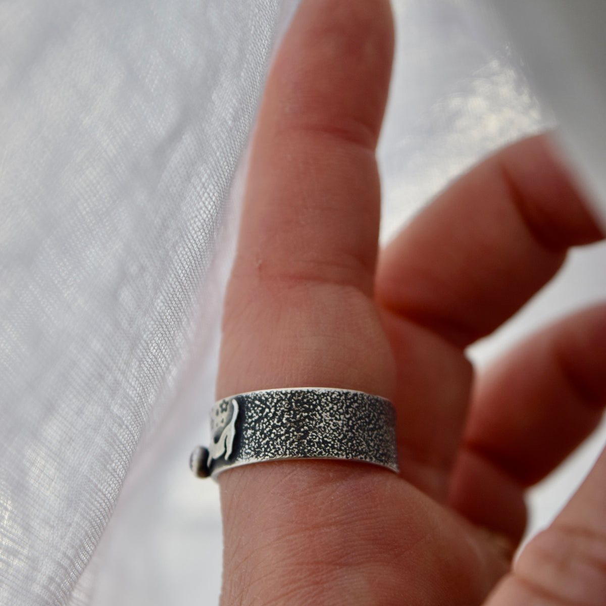 Moonlit Mischief Ring Band with Pink Sapphire Size 8