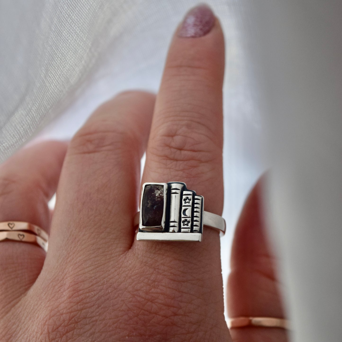 Bookshelf Ring with Herkimer Size 8