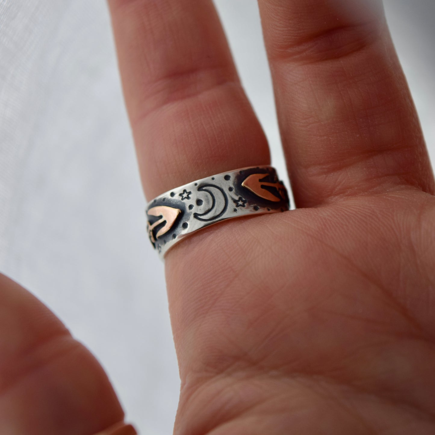Midnight Lavender Purple Labradorite and Rose Gold Fill Ring Size 7