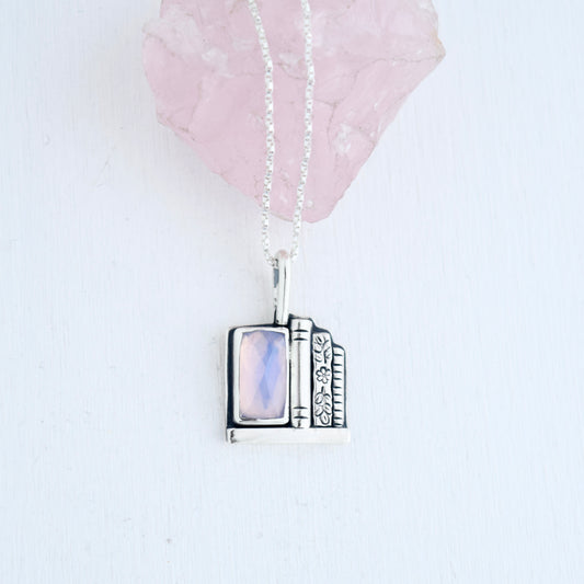 Bookshelf Necklace with Lavender Quartz