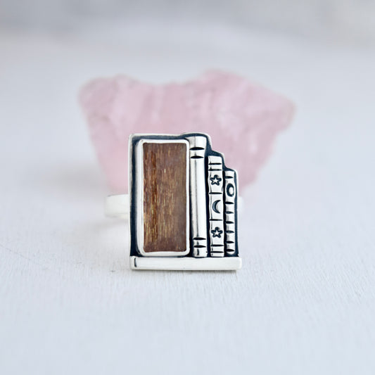 Bookshelf Ring with Sunstone Size 9