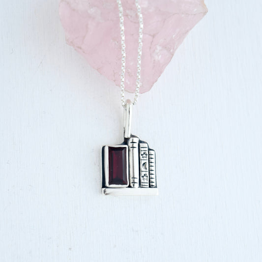 Bookshelf Necklace with Garnet