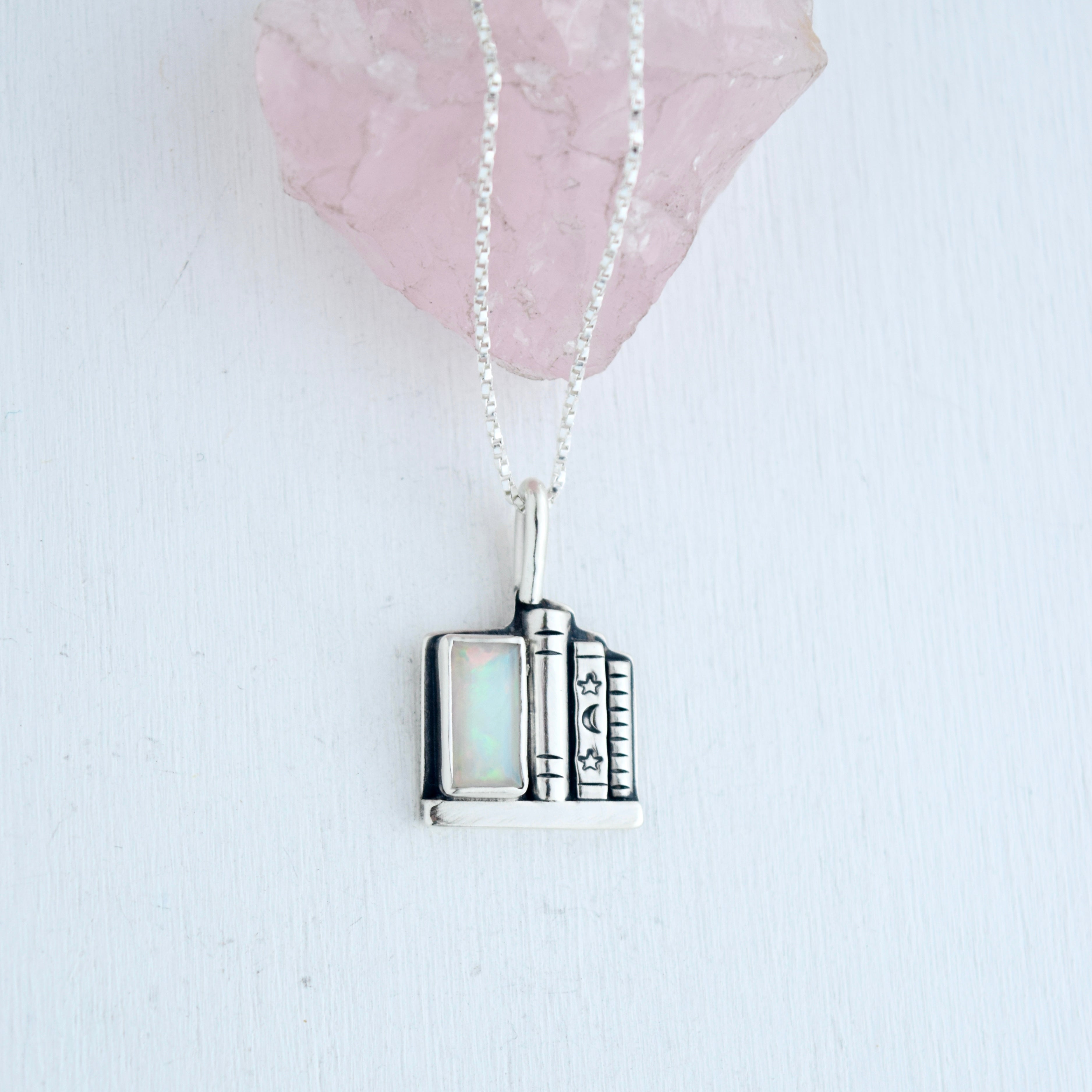 Bookshelf Necklace with Ethiopian Opal