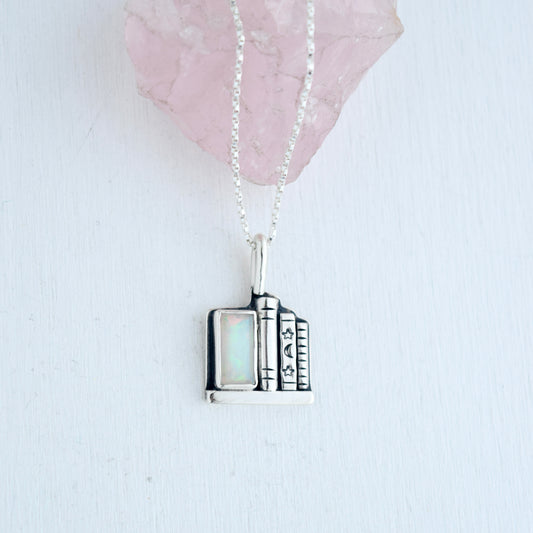 Bookshelf Necklace with Ethiopian Opal