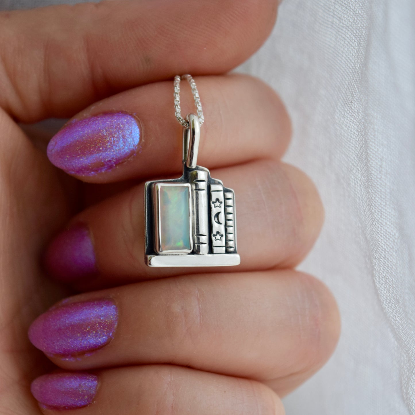 Bookshelf Necklace with Ethiopian Opal