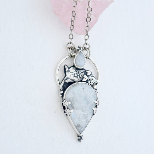 Forbidden Belly Pendant with Rainbow Moonstone