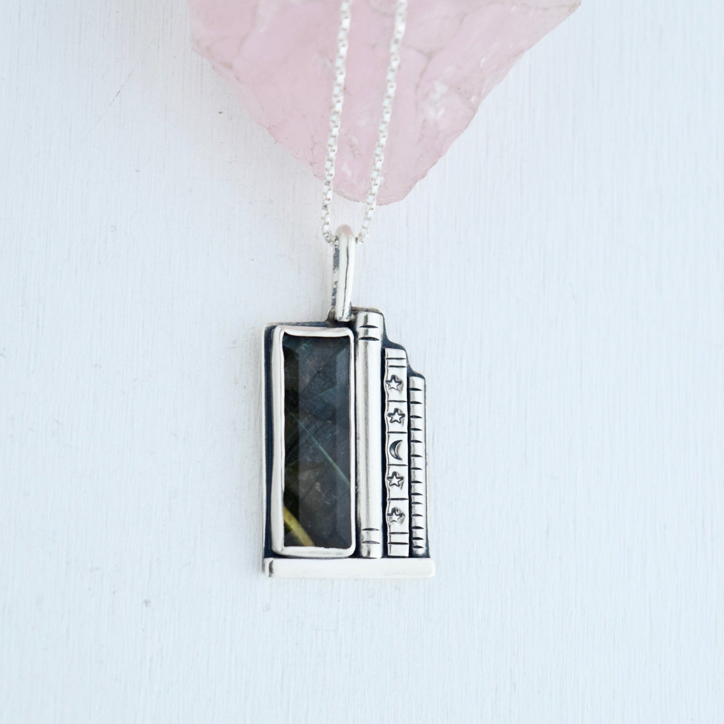 Bookshelf Necklace with Labradorite