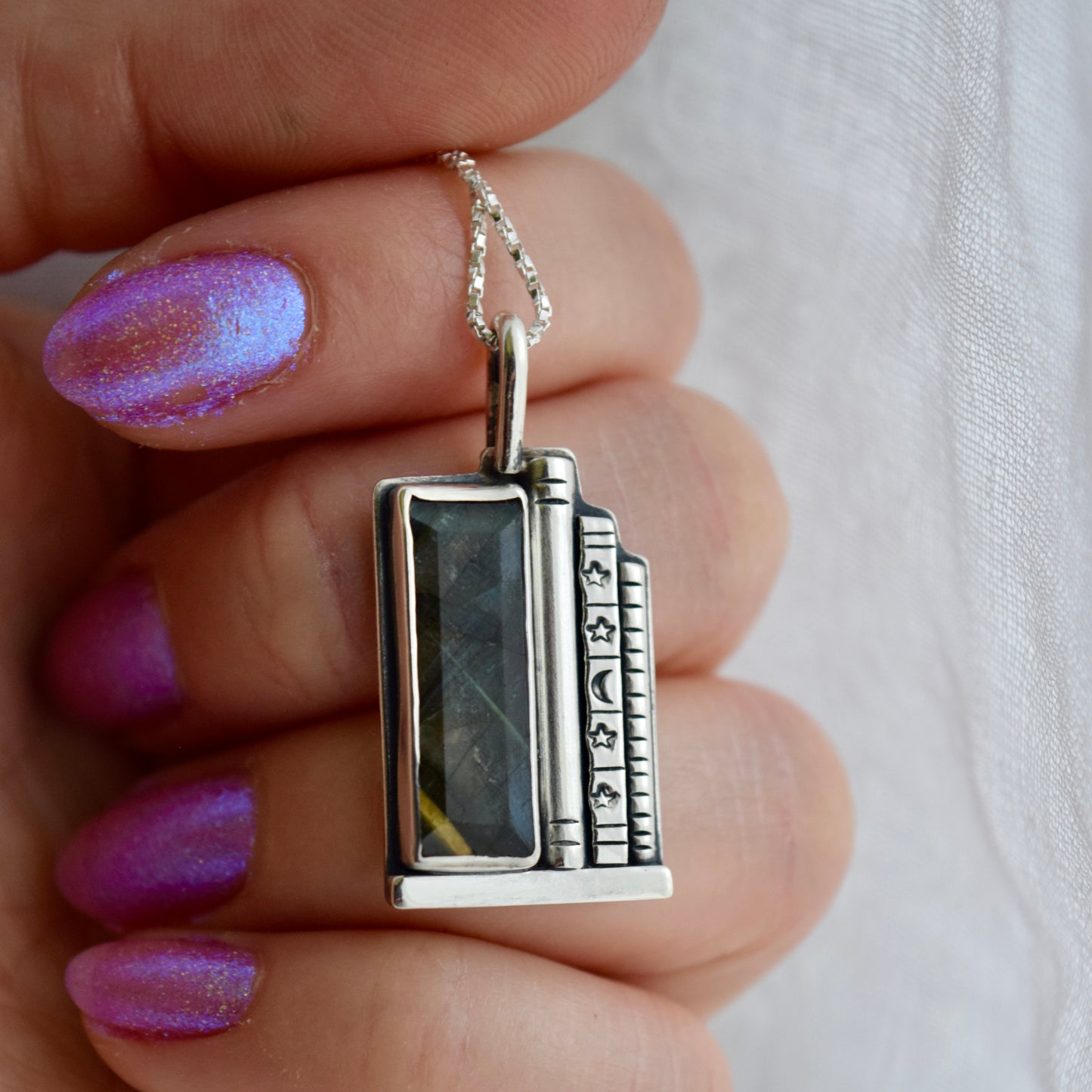 Bookshelf Necklace with Labradorite