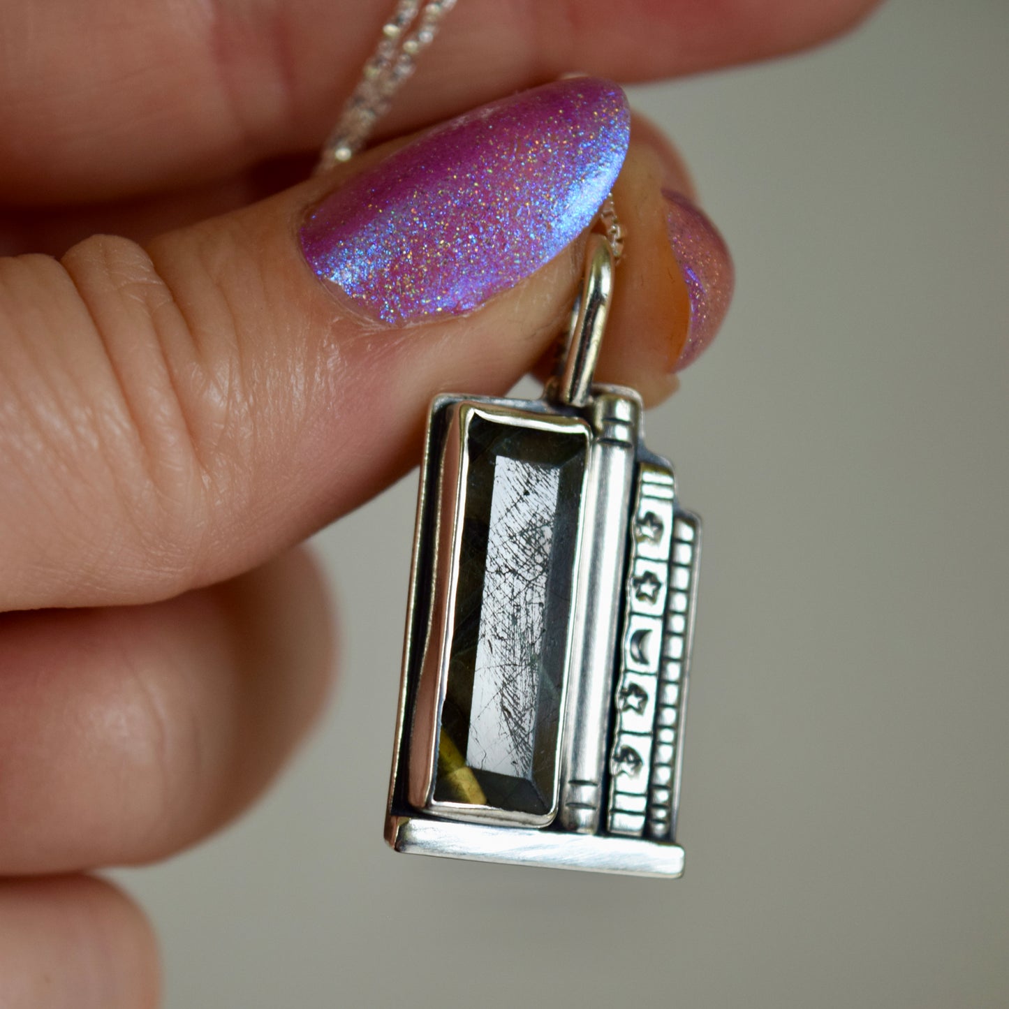 Bookshelf Necklace with Labradorite