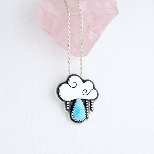 Little Dark Cloud Necklace with White Water Turquoise with Pyrite inclusions