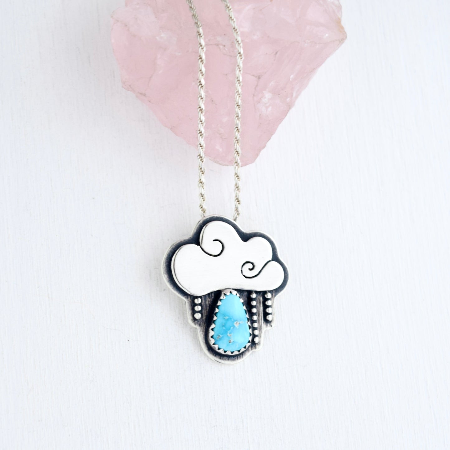 Little Dark Cloud Necklace with White Water Turquoise with Pyrite inclusions
