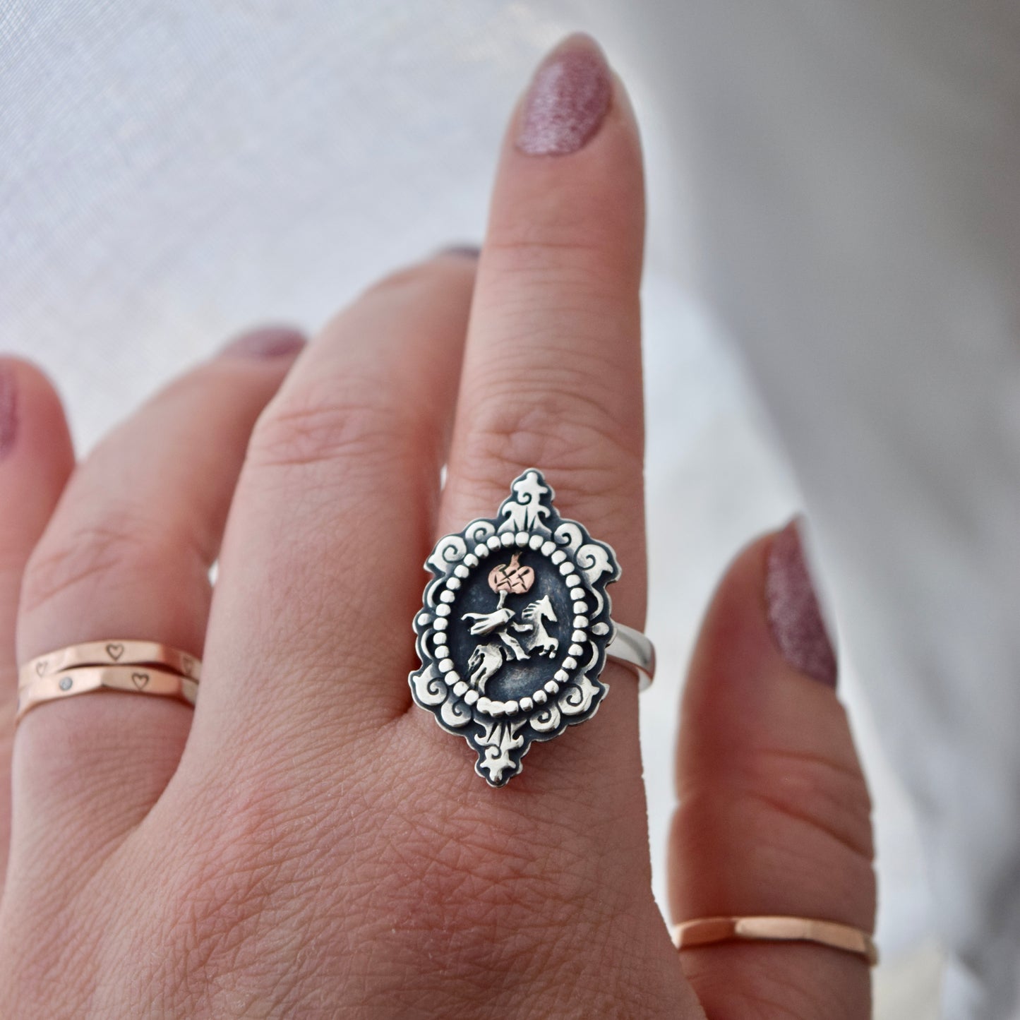 Headless Horseman Cameo Ring Size 8.25