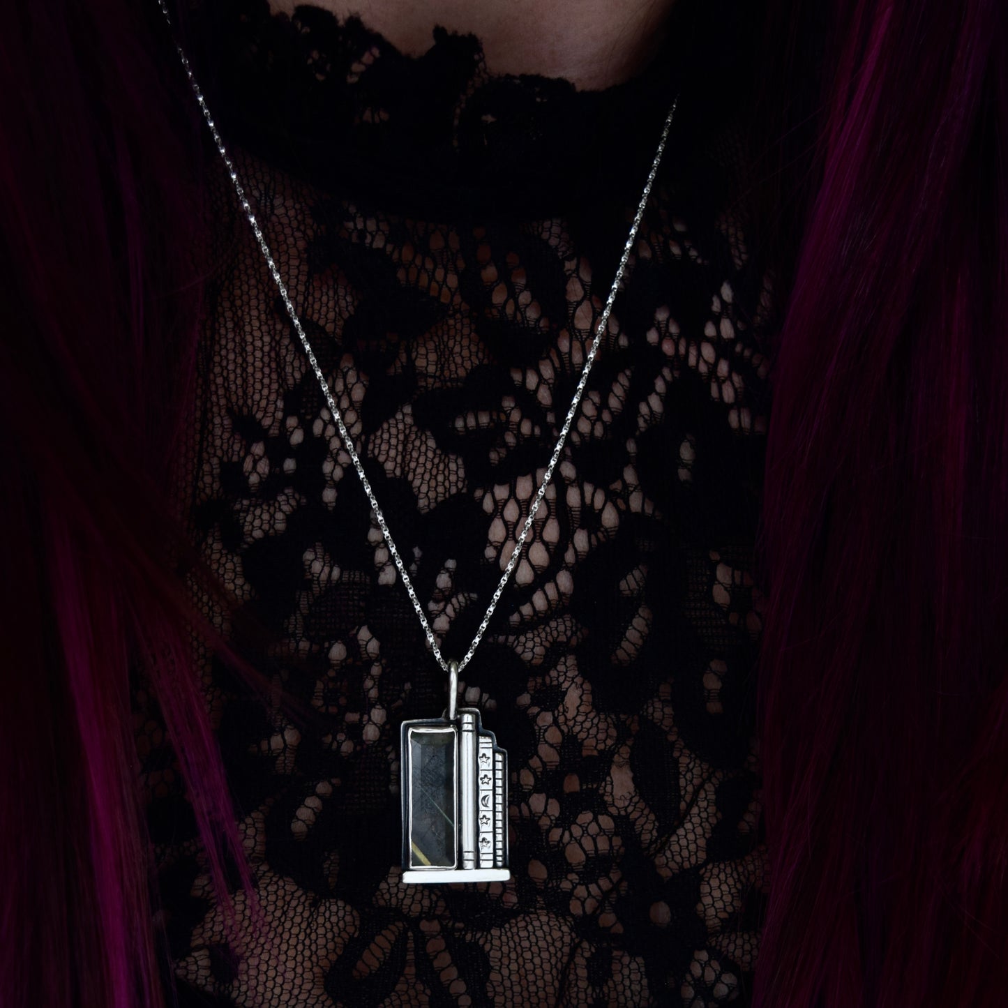 Bookshelf Necklace with Labradorite