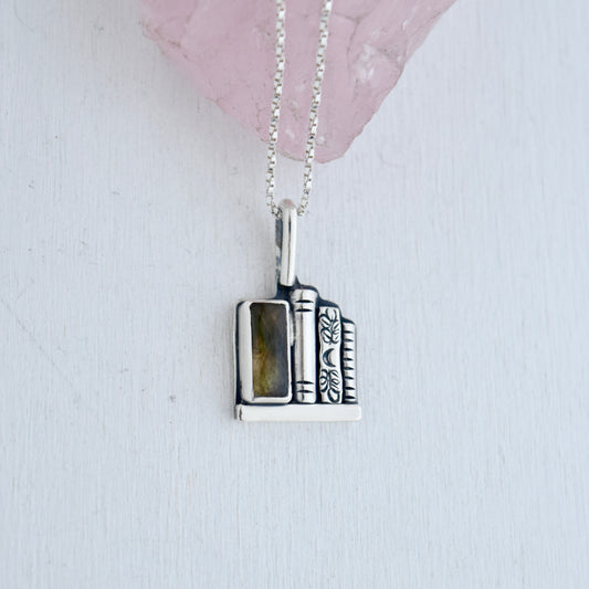 Bookshelf Necklace with Labradorite